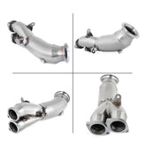 Polished Exhaust Down Pipe For 11-12 BMW E82 E88 E90 E92 E93 N55 B30 Single Turbo
